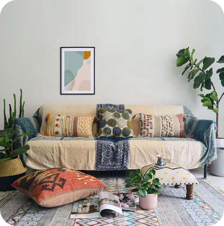 All-Season Chenille Nepali Ethnic Sofa Throw Blanket Shawl Tapestry