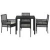 Garden Dining Set 5 pcs Black Poly Rattan