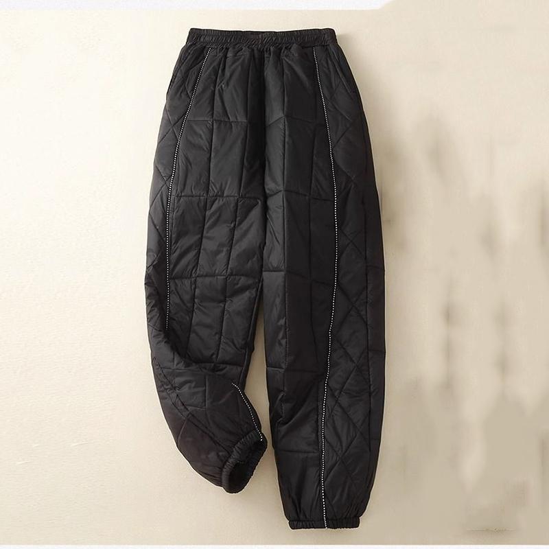 

Зимние легкие шерстяные брюки для женщин, свободные и толстые теплые брюки-фонарики с завязками на ногах, женские термобелье с высокой талией 3XL чёрный