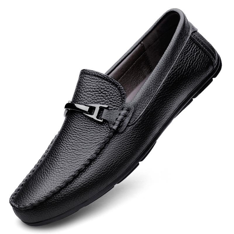 Live stream explosion first-layer cowhide lazy shoes small size shoes men's casual versatile leather shoes soft-faced leather Doudou driving shoes