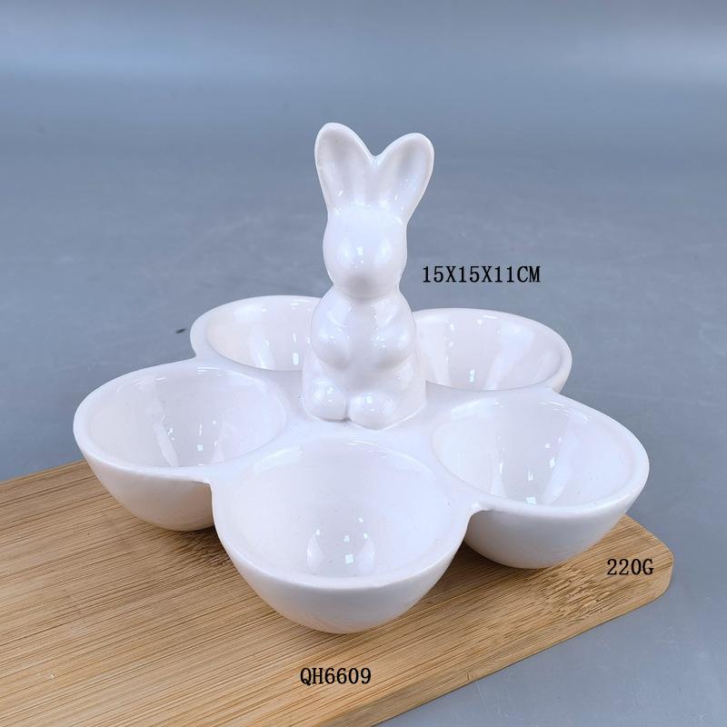 

Европейский чисто-белый поднос для торта Керамический поднос с кроликом Поднос для десертов Домашний поднос для закусок Поднос для фруктов Ручная работа Диск Ceramic cake tray