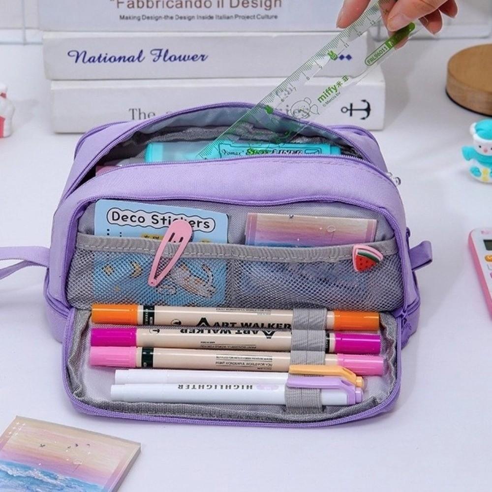 Large Capacity Students Pencil Pouch Multi-layer Pen Storage Bag Practical Pencil Case  Students
