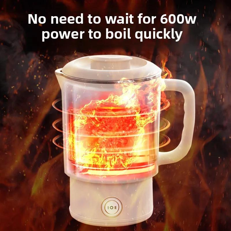 New Portable Outdoor Folding Electric Kettle 316 Stainless Steel Travel Household Hot Water Boiling Cup Food Grade Small Kettle