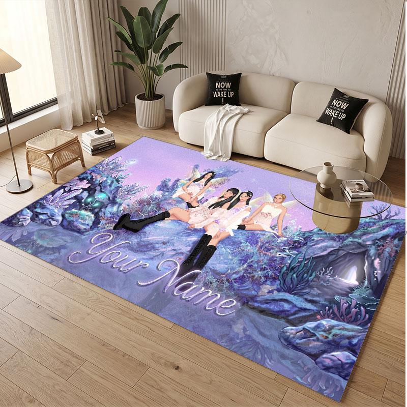 Custom Name Crystal Velvet Rug,aespa Comfortable Anti Slip Floor Mat For Room Decoration
