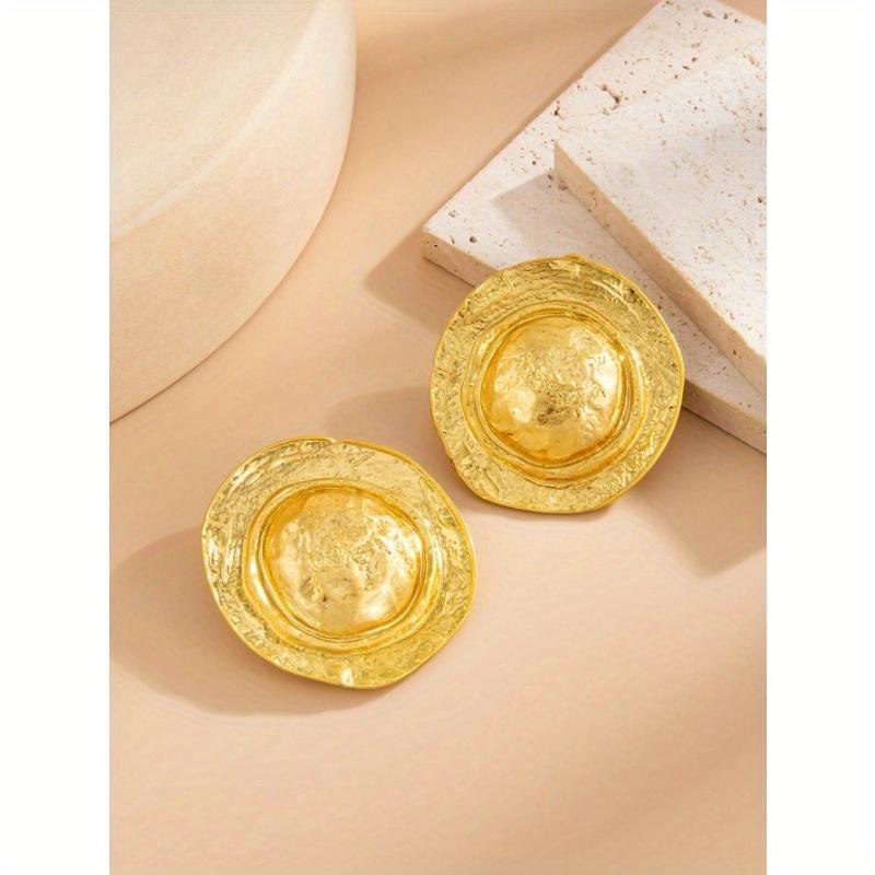 1 Pair Retro Exaggerated Punk Metal Hat Earrings, Minimalist Thick & Unique Gold Earrings, Suitable for Women's Daily and Party Wear