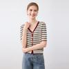 Women's Short-Sleeve Striped Knit Cardigan