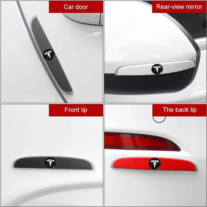 4Pcs Car Door Anti-Collision Strip Rearview Mirror Protection Sticker For Tesla Model 3 Model X S 2016-2020 Decals TM3 TMX TMS Decal