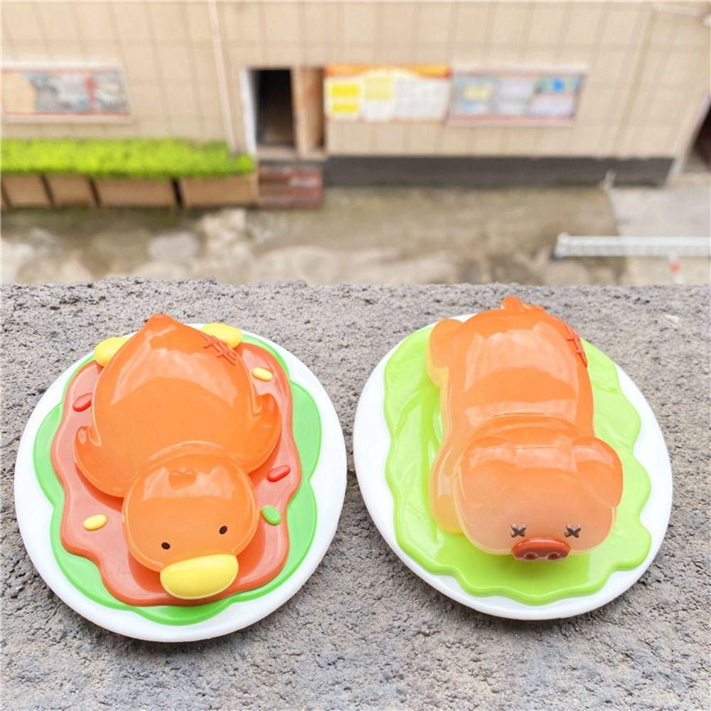 Pig Roast Duck Decoration PVC Color Changing Duck Figurine Uv Color Change Ornament  Desk Balcony