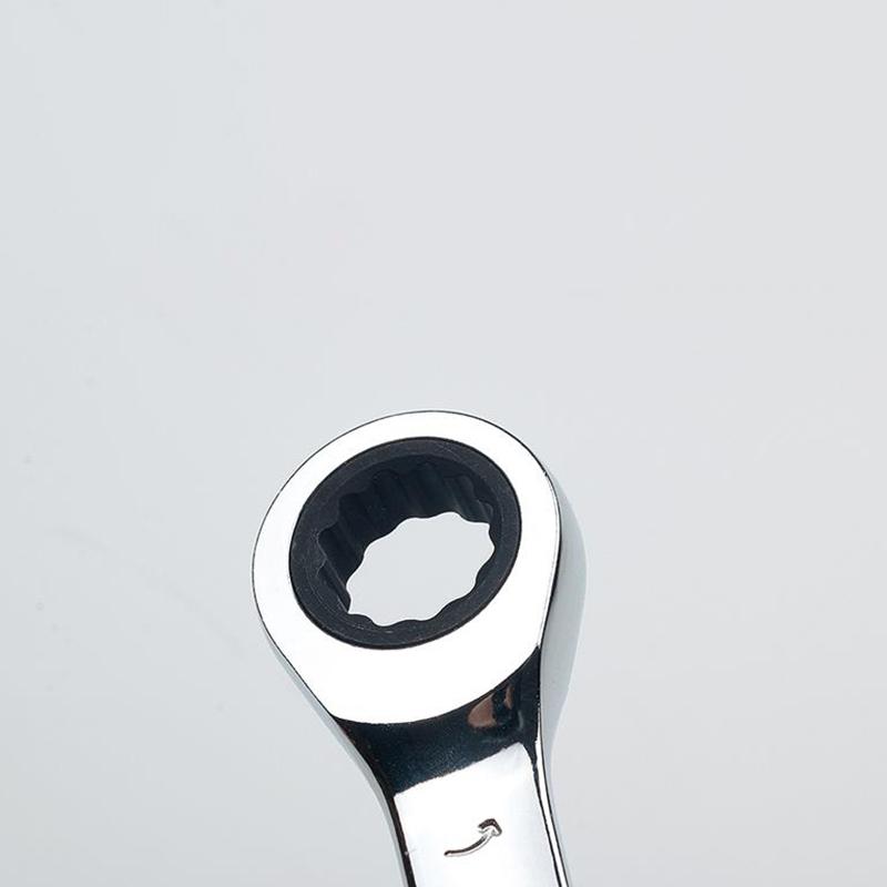 1Pc Metric Open End Wrench with Tight Spaces Gear Repair Hand Tools Steel Stubby Ratcheting Wrench Spanners 72-Tooth Car Repair