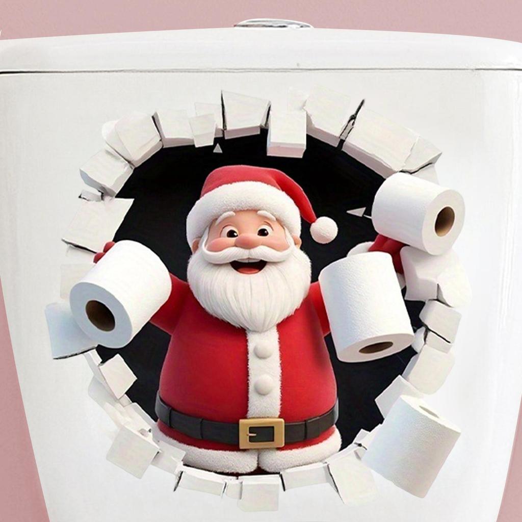 Wall-Breaking Santa Creative Toilet Sticker Christmas Decoration Suitable for Bathroom and Bedroom Self-adhesive Decoration