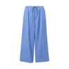 GREEN BELT Summer Blue Cotton Loose Fit Curved-Leg Pants