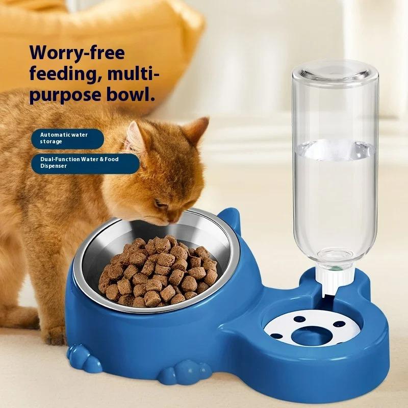 2-in-1 Stainless Steel Pet Bowl - Anti-Spill & Anti-Tip Food & Water Bowl, Suitable for Dogs, Cats, Kittens & Puppies