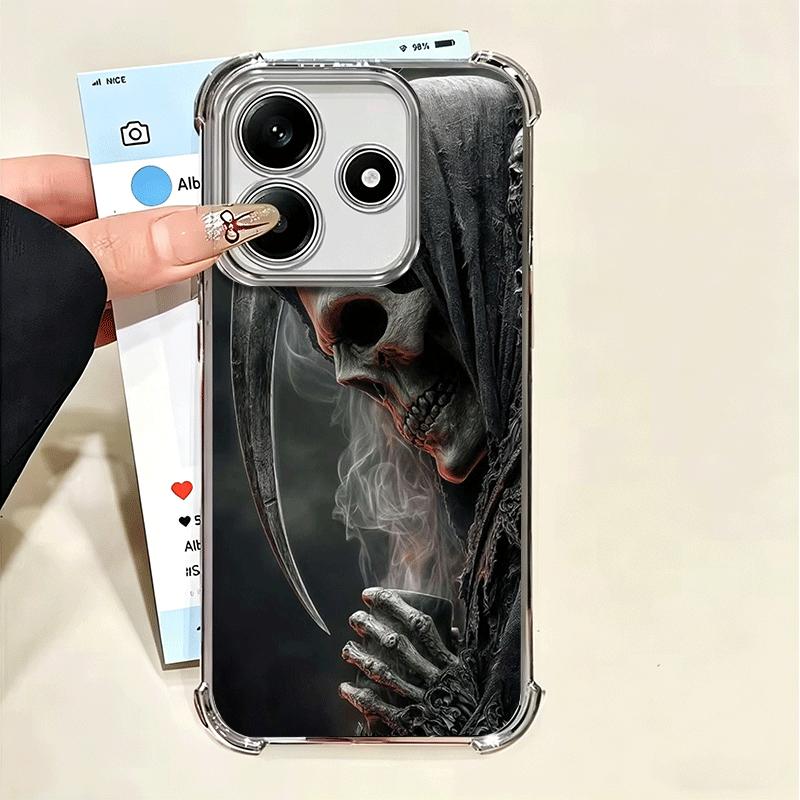 Tod Sensenmann Schädel Sense Vergoldung Handyhülle für Xiaomi Poco X5 X6 X7 X8 Pro Max F8 Ultra F7 M8 M7 M5S Redmi 15C 15 14C 13C
