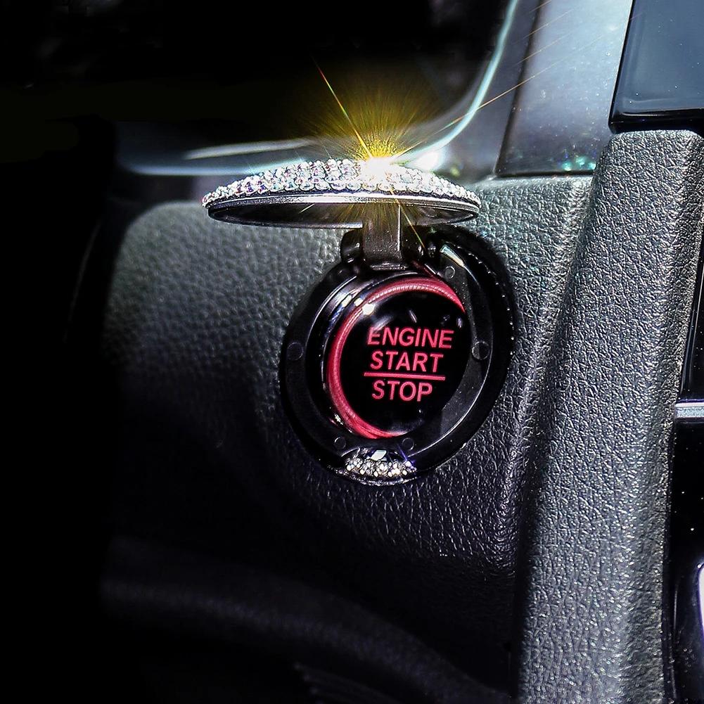Aprindere mașină Onekey Start Stop Buton comutator Buton Capac de protecție Decorare auto Interior Stras Accesorii motor