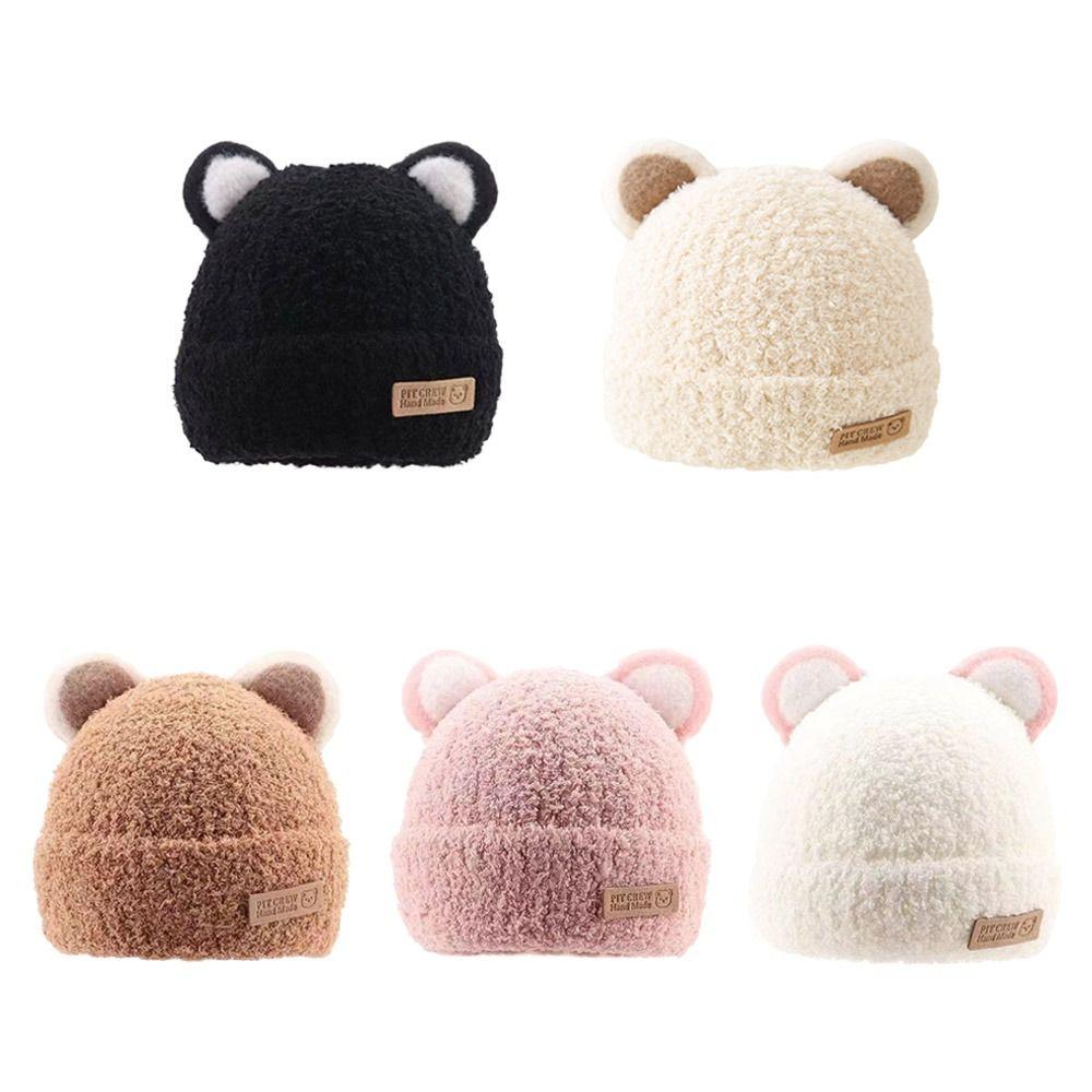 5 Months-3Year Soft Baby Knitted Hat Solid Color Children Warm Cap Windproof Winter Hat  Boys Girls