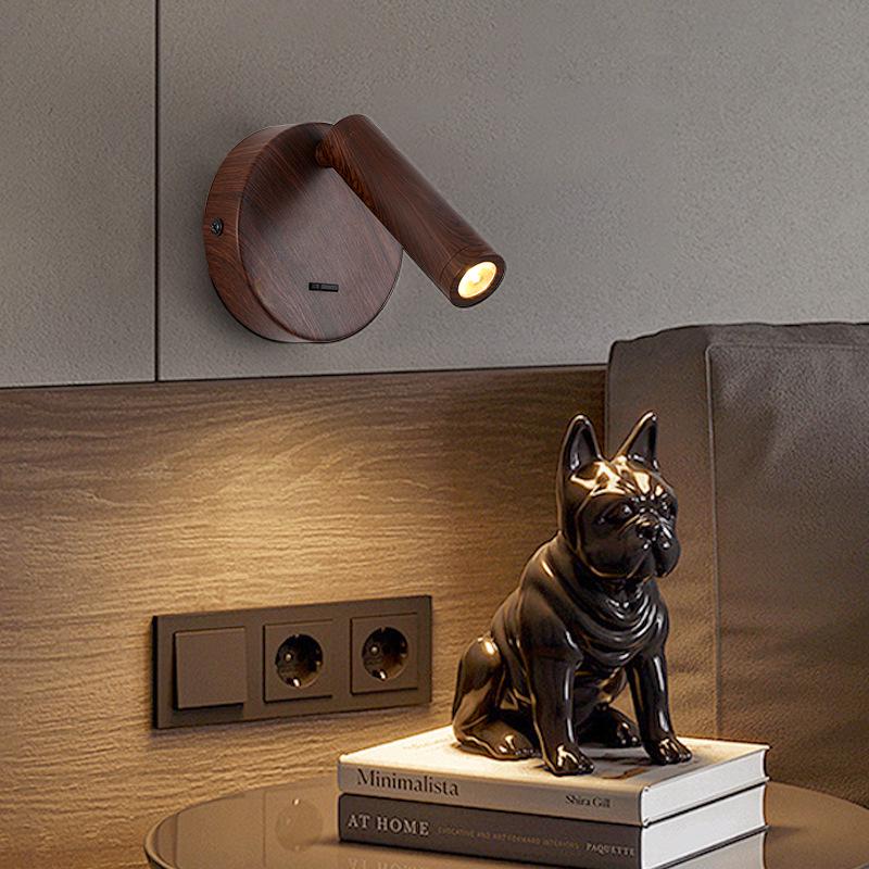 Walnut Wall Lamp with Switch - Bedroom & Hotel Bedside Reading Light