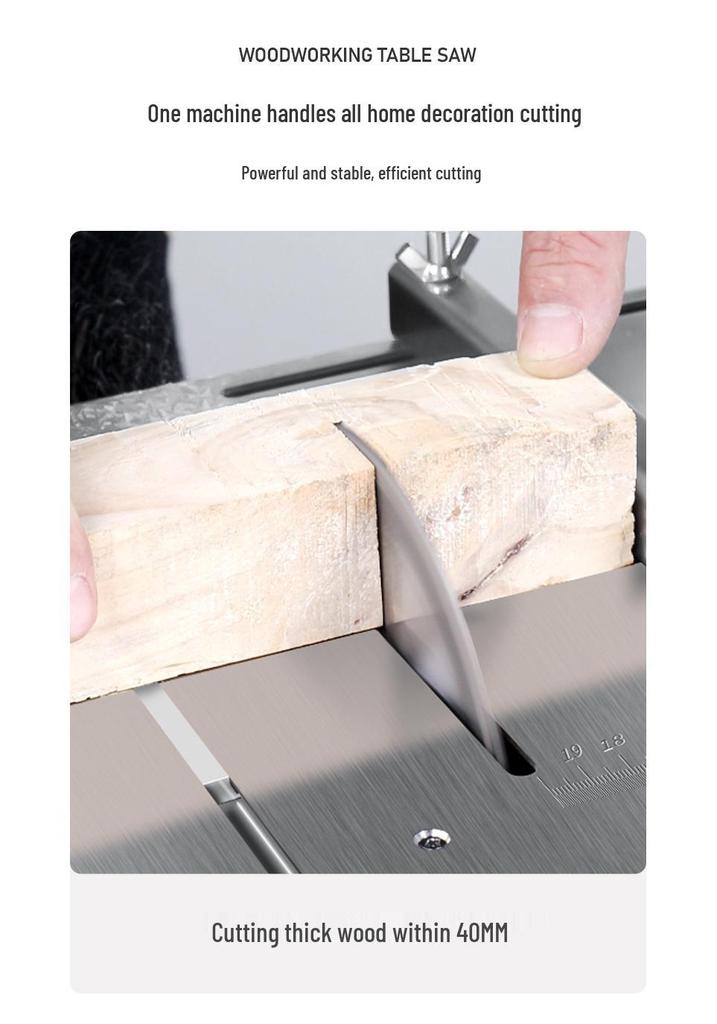 High-Power Mini Table Saw for Woodworking: Compact Electric Sliding Saw for Home Renovation and Multi-Functional Cutting.