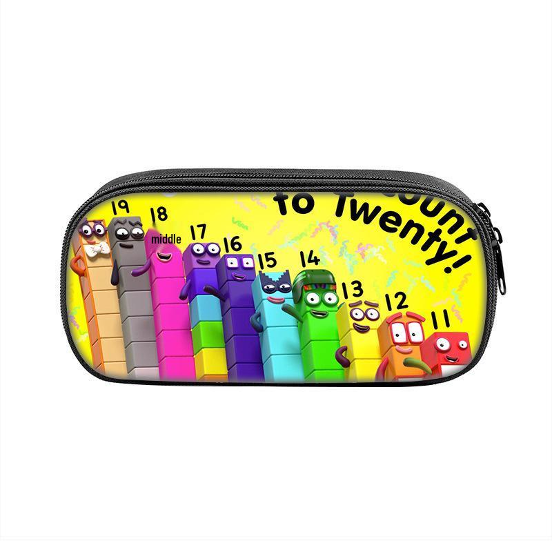 Estuche Grande de Lápices con Estampado de Numberblocks: Bolsa de Papelería de Bloques de Construcción Periférico de Juego