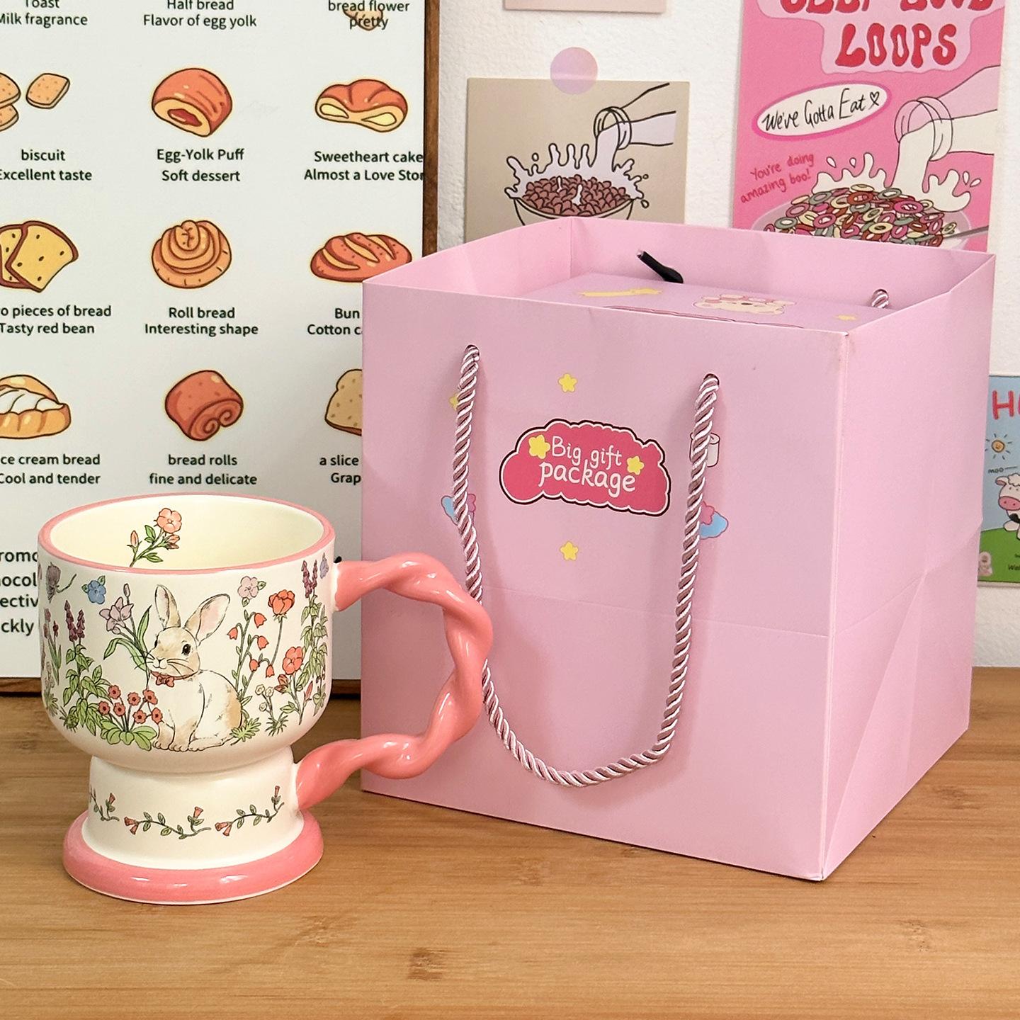 

Cup Ceramic Mug with Spoon Cute Souvenir Birthday Gift Water Cup for Girls High Looking Couple Coffee Cup 301-400ml