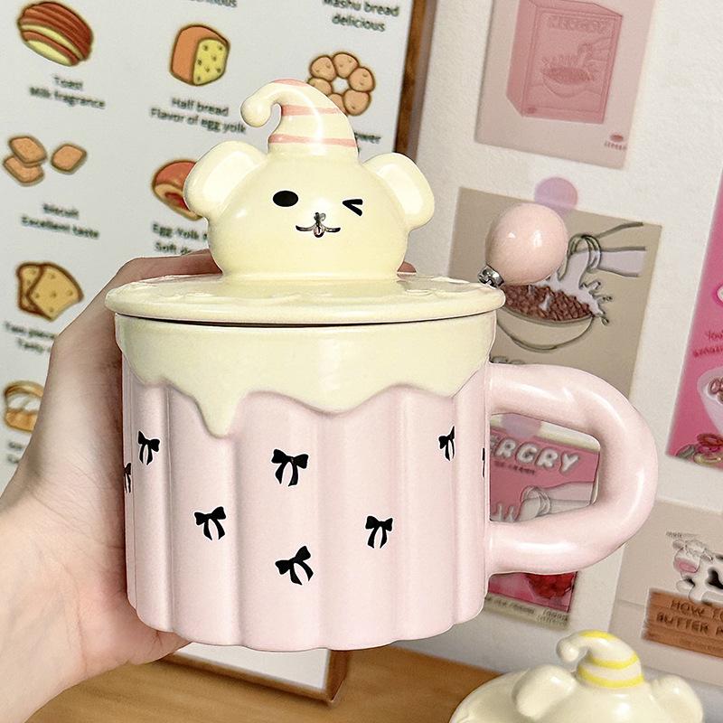 Funny Dog Ceramic Cup Souvenir Cup Household Water Cup with Lid Mug Birthday Gift Girl Coffee Cup