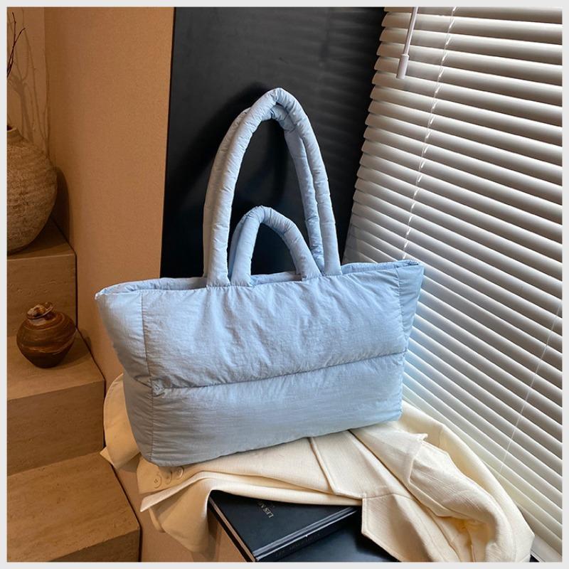 

Женская премиальная пуховая сумка новая зимняя большой вместимости на плечо подмышку сумка-тоут для поездок ручная сумка синий