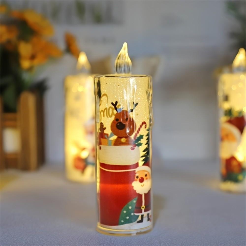 4pcs Santa Claus LED Candle Light Set Battery Powered Electronic Candle Set  Home Decor