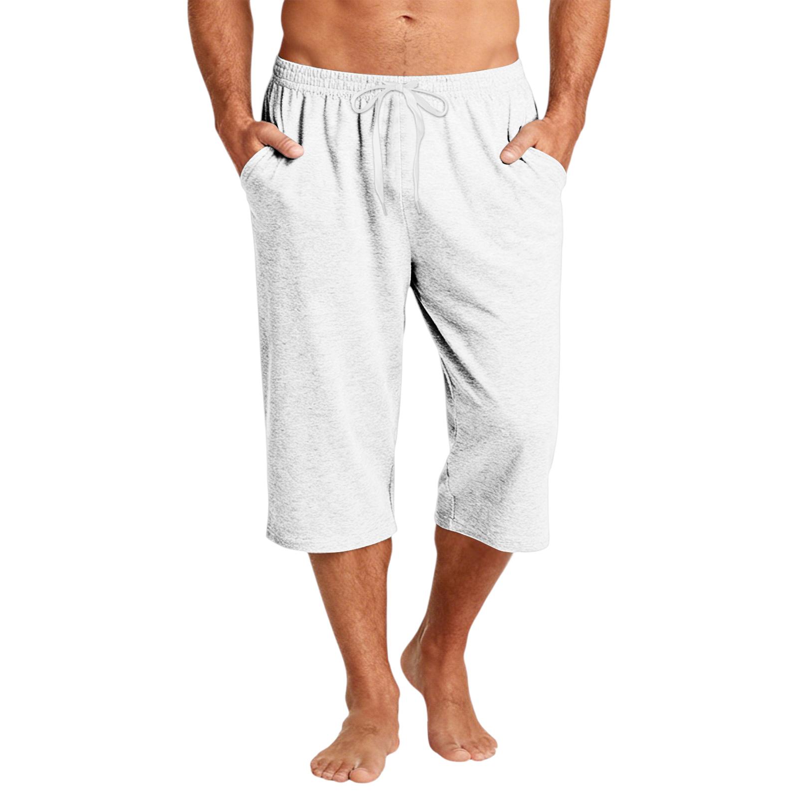 

Men s Casual Drawstring Cropped Shorts XL білий