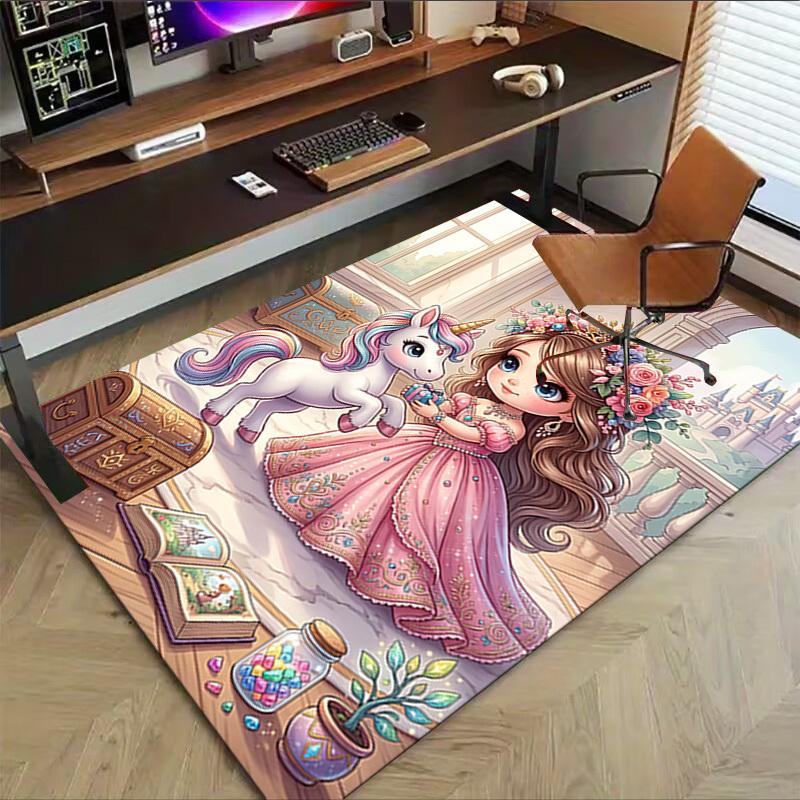 1PC Princess Unicorn Non-Slip Floor carpet, Office, family, bedroom, Studio - Large Area Rug,  Decorative Mat, Longlasting Material-C0424