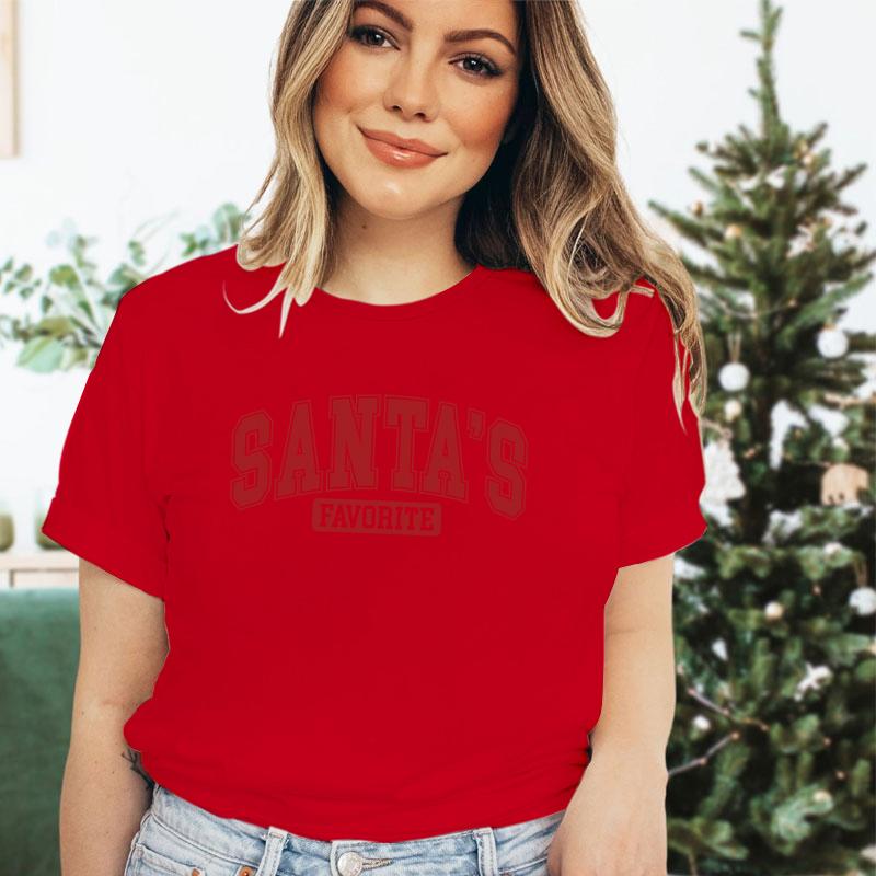 Women T Shirt Santas Favorite Christmas Season Print Tops Tee White Tshirt Female Summer Tshirt Graphic Tee Female Tops Tee