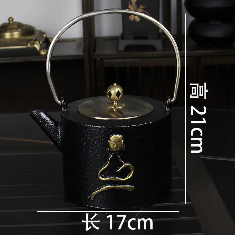 Zen czajnik żeliwny do herbaty biurko biurowe picie herbaty smok i feniks mnich podnoszący belkę garnek ogień węglowy piec żeliwny metalowa ozdoba rękodzielnicza