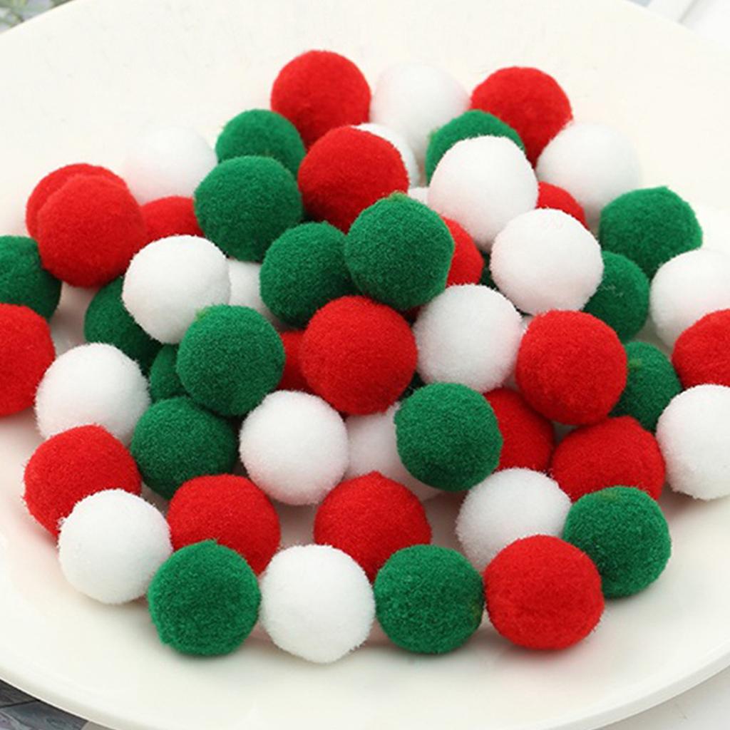 Christmas Party Plush Ball Ornament Birthday Party Decoration Banner Christmas Tree Red Green White Hair Ball Hanging String