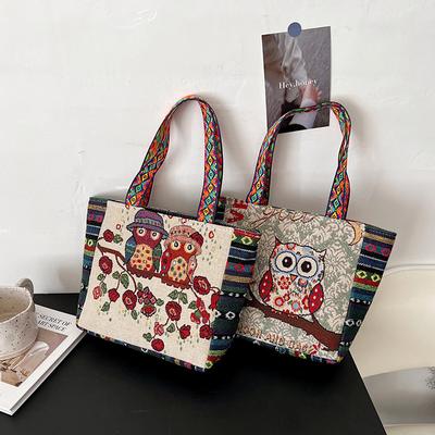 Neue bestickte Handtasche im ethnischen Stil, Kunst, Retro-Umhängetasche, große Kapazität, Canvas-Damenhandtasche