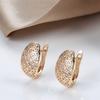 New Unique Metal  Rose Gold Drop Earrings Women Hollow Flower Natural Zircon Earrings Wedding Jewelry Christmas Gift