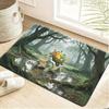 Adventurer Pikachu Scenic Castle Town Print Soft Non-Slip Absorbent Indoor Home Entryway Bathroom Decor Doormat Rug