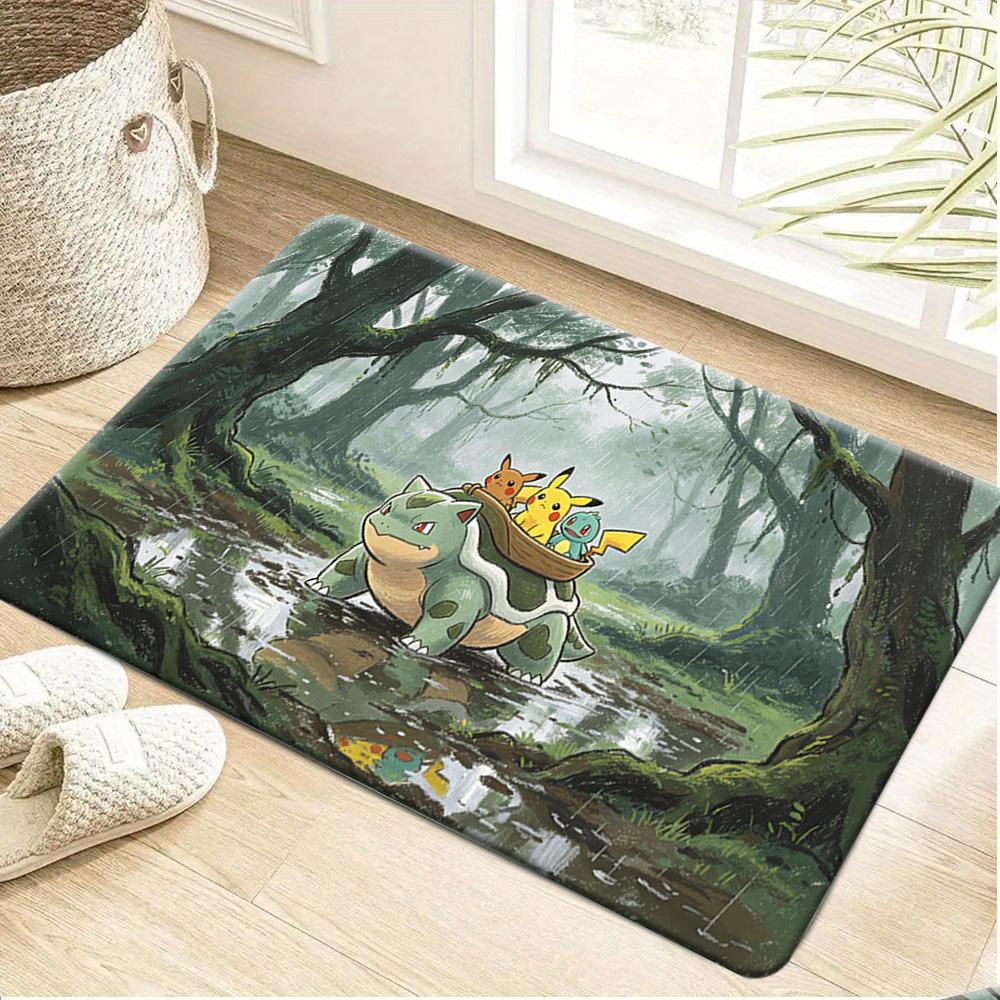 Adventurer Pikachu Scenic Castle Town Print Soft Non-Slip Absorbent Indoor Home Entryway Bathroom Decor Doormat Rug