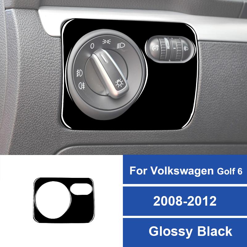 Real Carbon Fiber Car Headlight Switch Control Panel Frame Sticker For Volkswagen Golf 6 2008-2012 Auto Interior Accessories