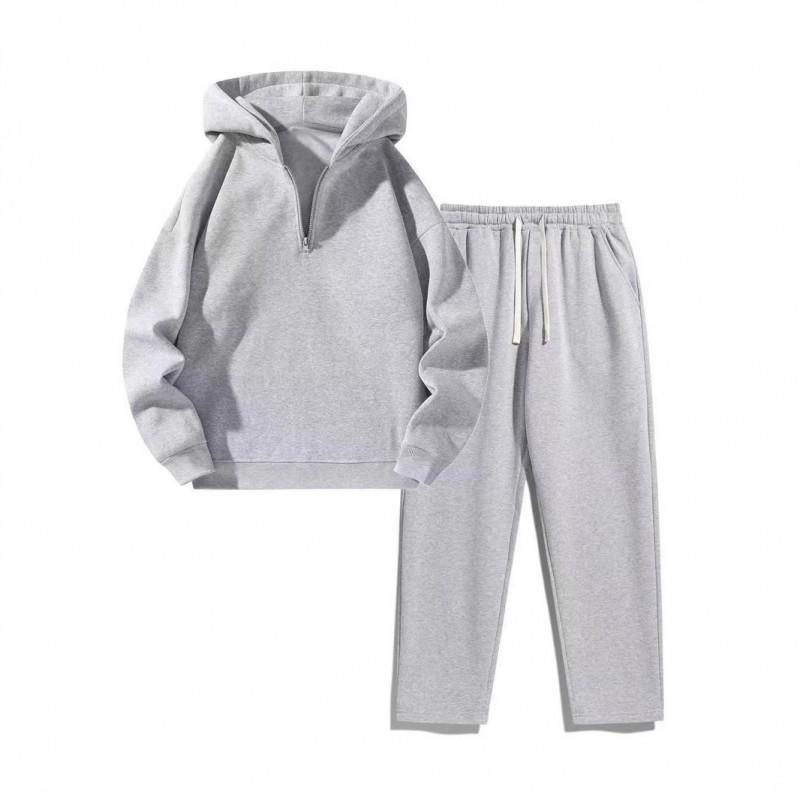 Womens 2 Piece Casual Tracksuit Half-Zip Sweatshirt Wide-Leg Pants Set Streetwear