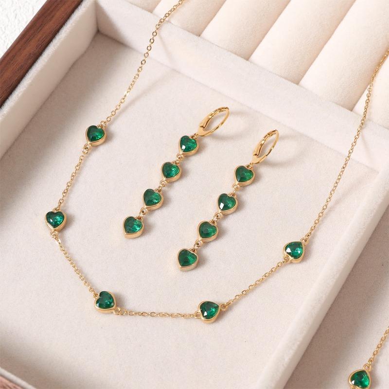 Fashion Retro Love Zircon Series Necklace Earring Bracelet Set