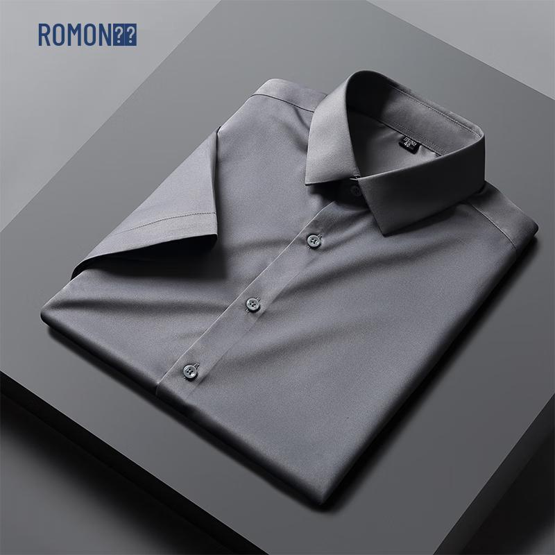 ROMON Men s Short Sleeve Business Casual Shirt 3XL