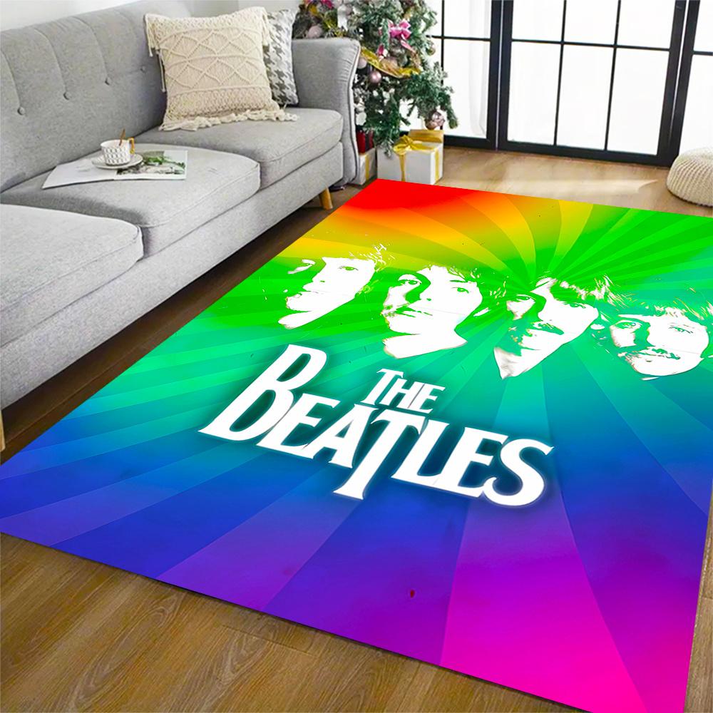 Beatles Rainbow Burst Themed Antislip Durable Polyester Home Decorative Large Size Durable Floor Mat For Living Room Dining Room Doorway Office Desk