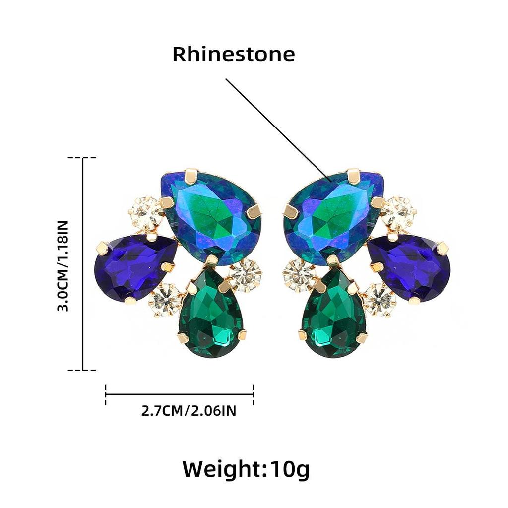 Pinkdudu Bohemian Style Fashionable Colorful Rhinestone Earrings  European American Full Rhinestone Flower Earrings PD2188