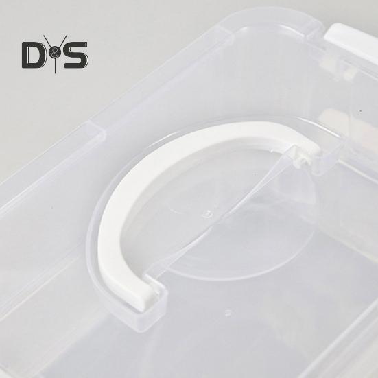 Contenitore di stoccaggio trasparente a 4 strati con maniglia, grande capacità, multiuso, per artigianato, cucito, utilità, contenitore di stoccaggio, organizer di stoccaggio