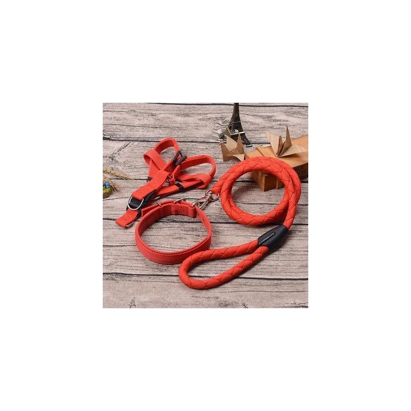 Durable Weave Nylon Medium Large Dog Collar And Leash Set For All Breeds