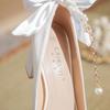 Talons pour Dames Chaussures Simples en Satin Femmes Peuvent Porter Quotidiennement Blanc Demoiselles d'Honneur Mariée avec Robe de Mariage Chaussures de Mariage Talons Hauts 44