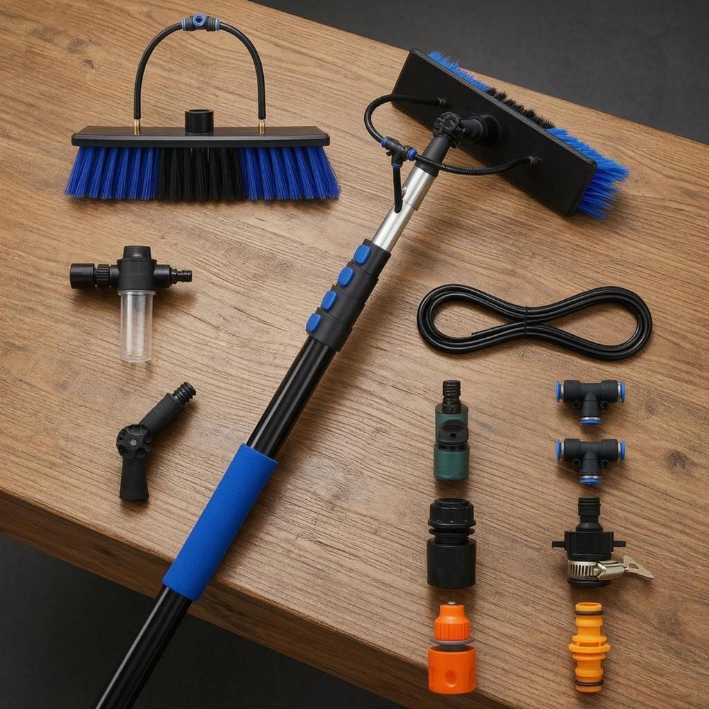 WaterSupplied Brush Aluminum Alloy Telescopic Cleaning Dense Bristles Water Fed Pole