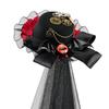 Steampunk Gothic Mini Top Hat with Metal Gear Chain and Lace Trim Unisex Creative Costume Headpiece for Halloween Party Cosplays