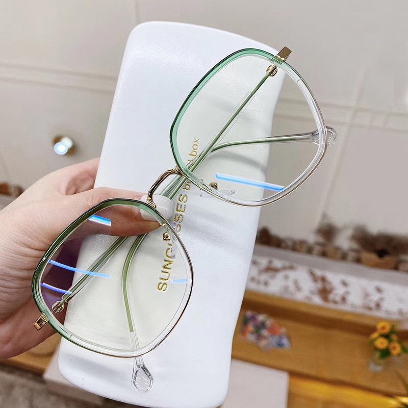 Anti Blue Light Myopia Glasses Women Clear Green Irregular Big Frame Computer Eyeglasses Elegant Female Prescription Glasses -2