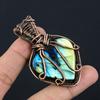 Labradorite Pendant, Handmade Gemstone 999 Copper Wire Wrapped Pendant Antique Jewelry, For Gift Silver Jewelry