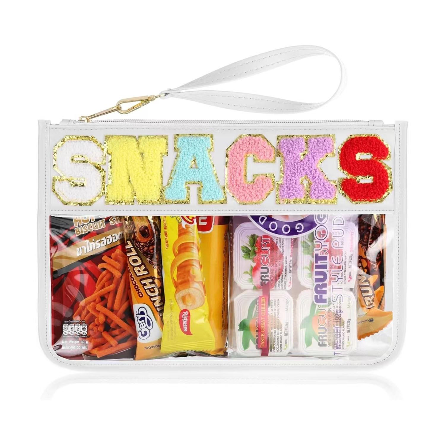 

Creative Transparent Cosmetic Bag Waterproof Chenille Letter Patches Women s Clutch Portable Carry on Make Up Pouches білий