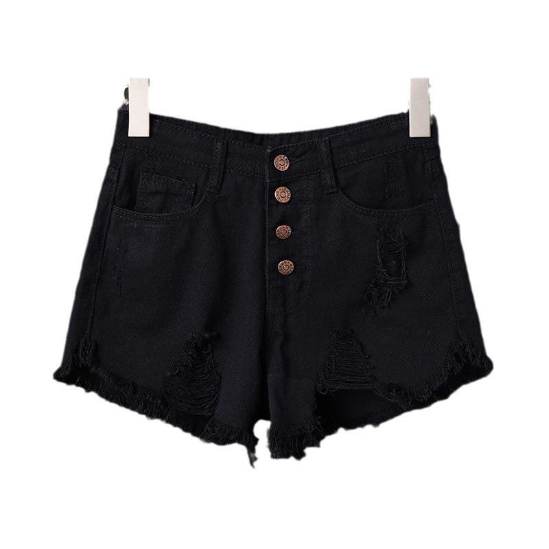 Summer Ripped Rough Edge Denim Shorts Women's Large Size High Waist Wide Leg Hot Pants Tide